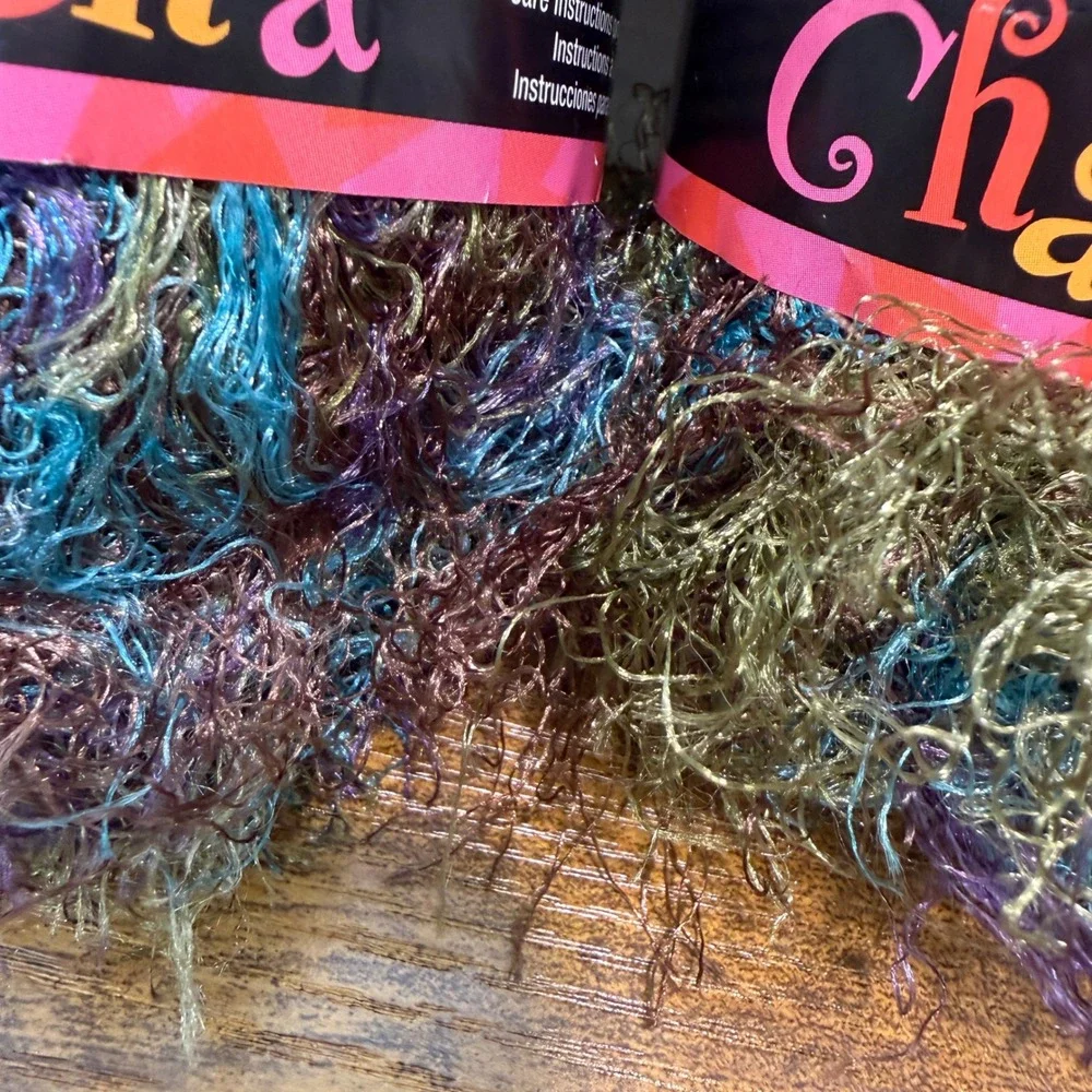 Patons Cha Cha Super Bulky Novelty Yarn Jazz Y2K 2 Skeins Knitting Crochet Fuzzy